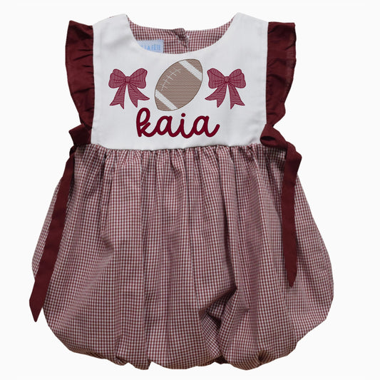 Football and Bows Bubble Romper