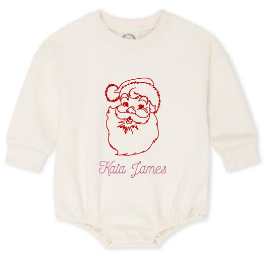 Vintage Santa Sweatshirt Bubble Romper