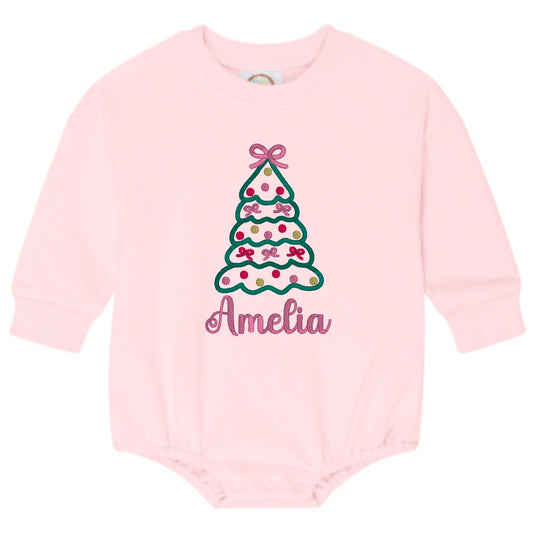 Christmas Tree with Bows Sweatshirt Bubble Romper