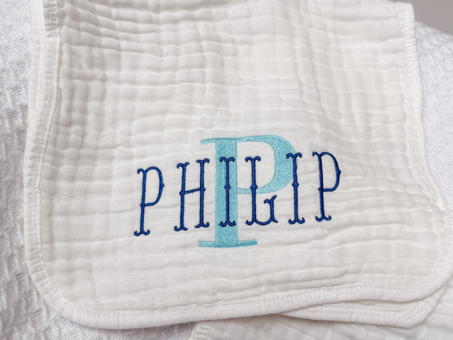 Stacked Monogram and Name Burp Cloth