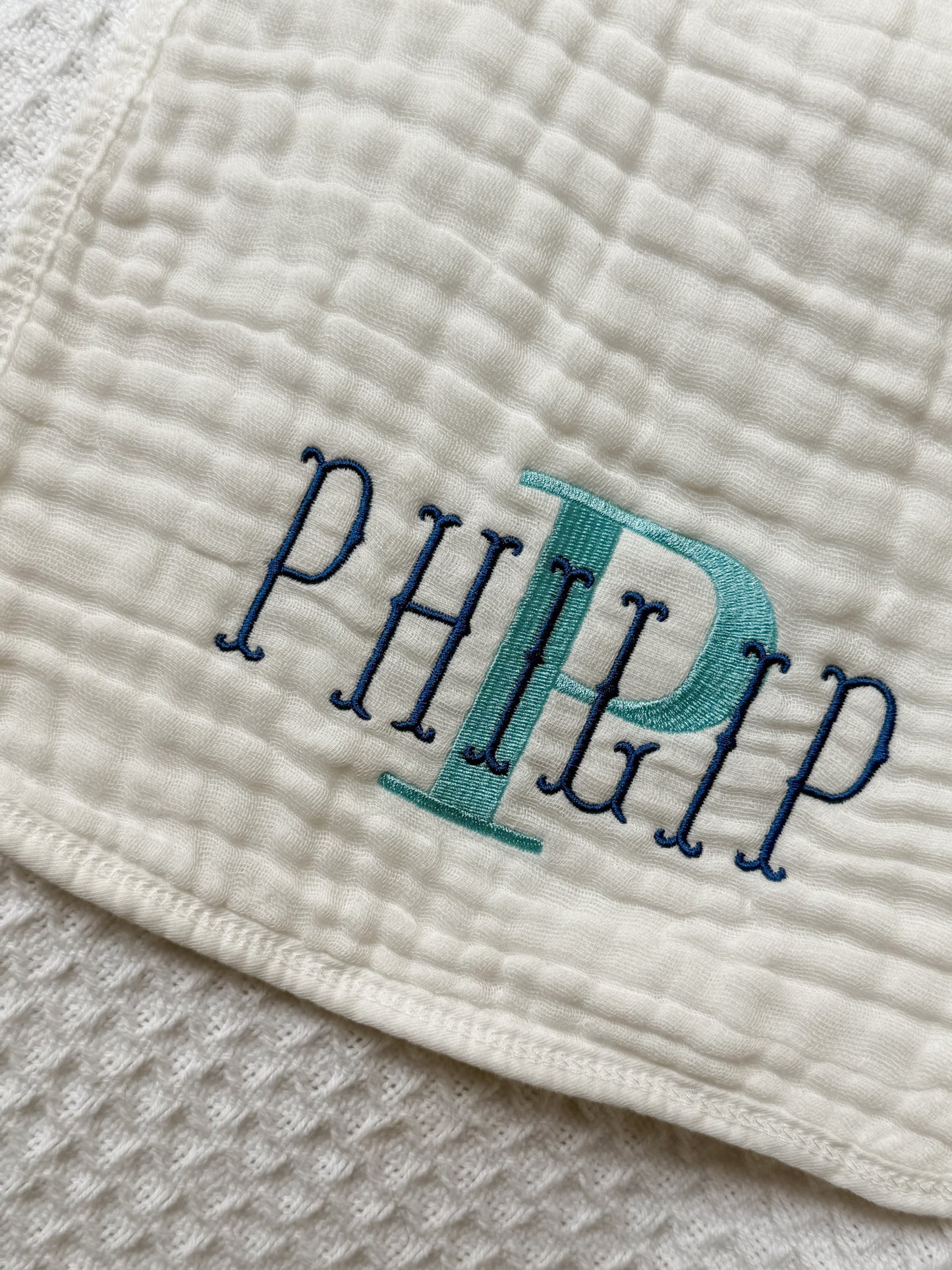 Stacked Monogram and Name Burp Cloth