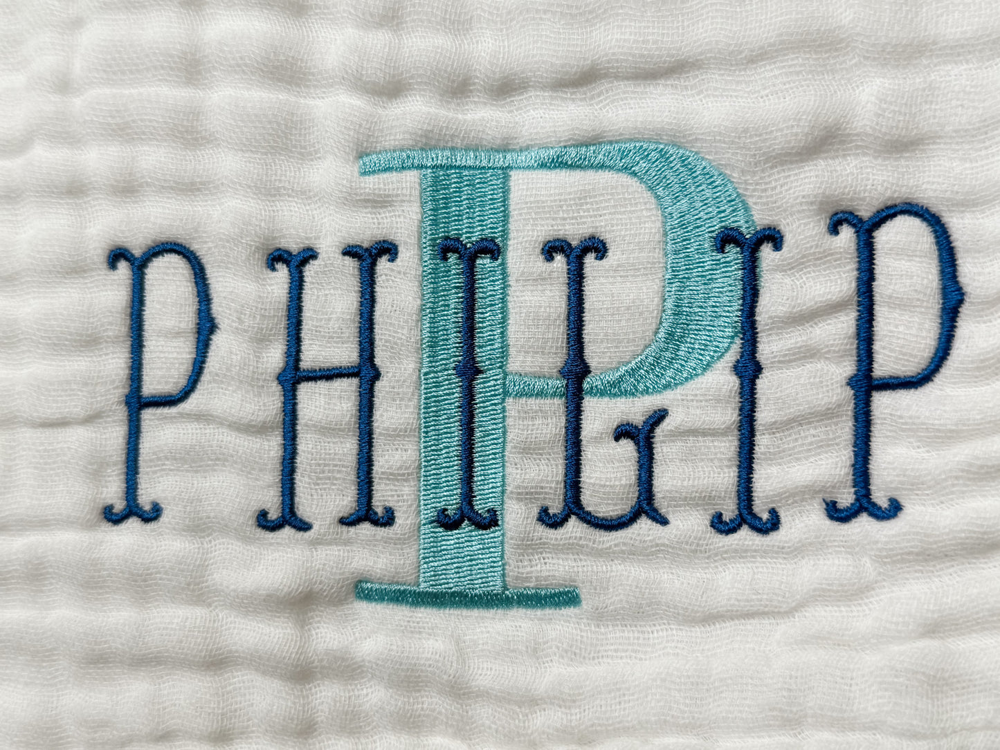 Stacked Monogram and Name Burp Cloth