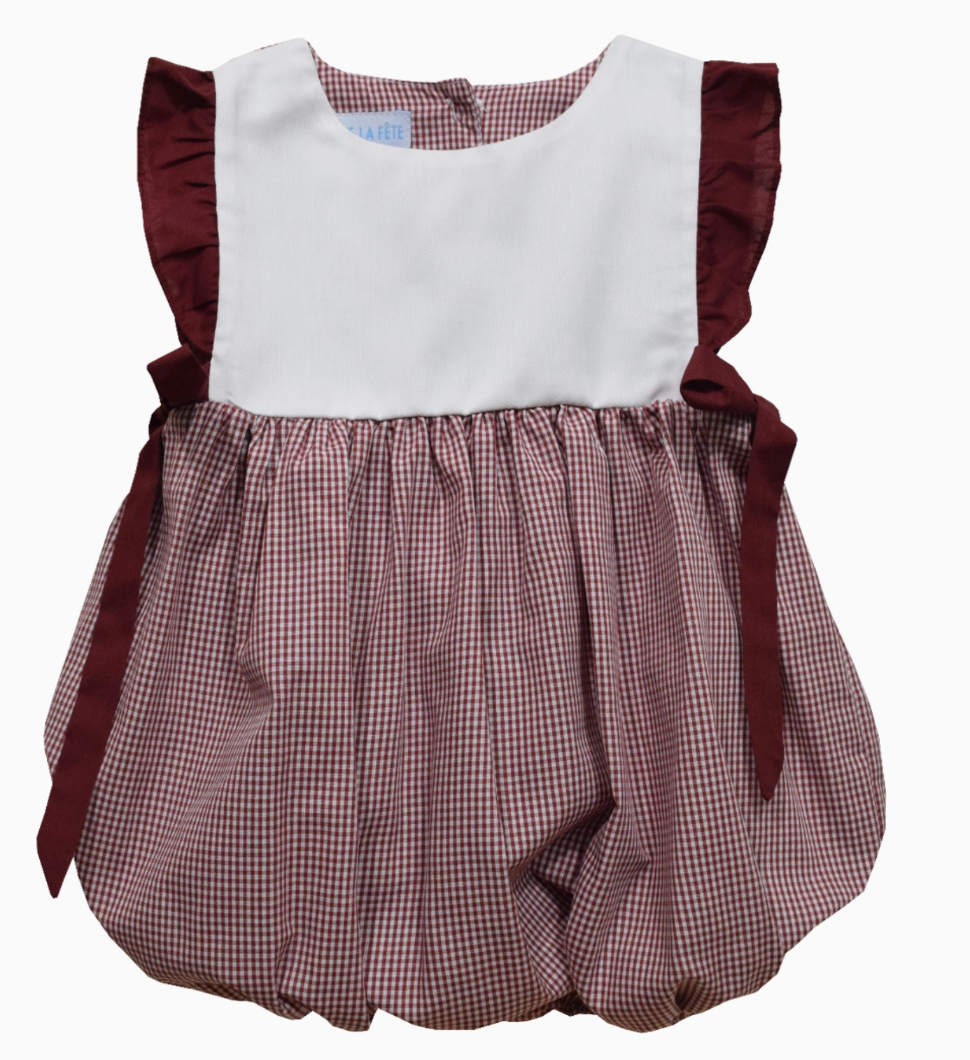 Maroon with Bow Football Bubble Romper