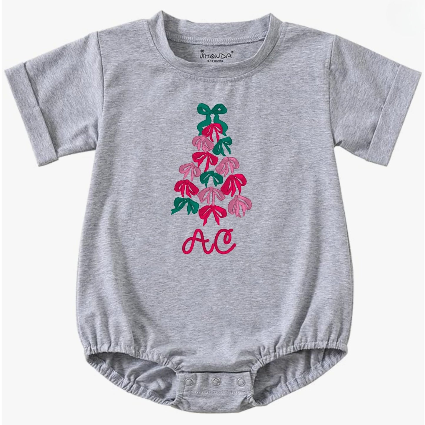 Bow Christmas Tree Short-Sleeve Bubble Romper