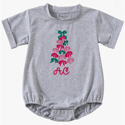 Bow Christmas Tree Short-Sleeve Bubble Romper