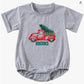 Truck with Christmas Tree Short-Sleeve Bubble Romper