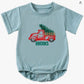 Truck with Christmas Tree Short-Sleeve Bubble Romper
