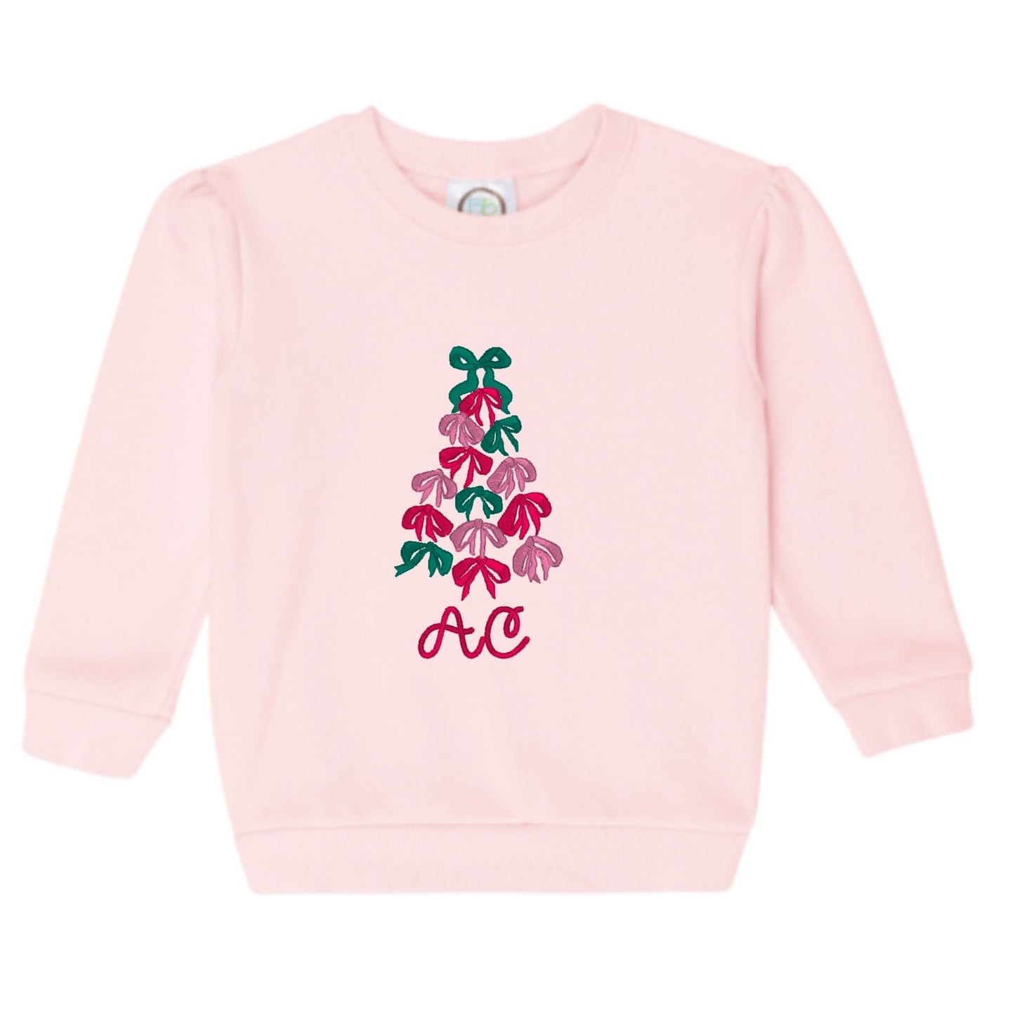 Bow Christmas Tree Puff-Sleeve Sweatshirt