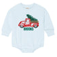 Truck with a Tree Christmas Sweatshirt Bubble Romper