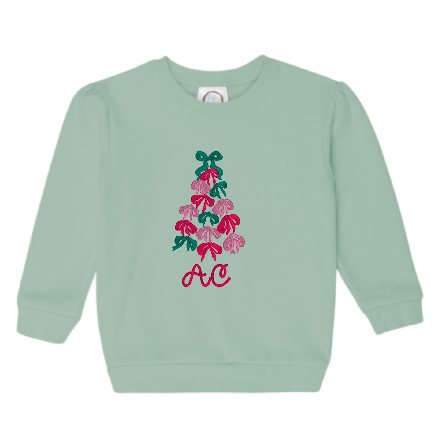 Bow Christmas Tree Puff-Sleeve Sweatshirt