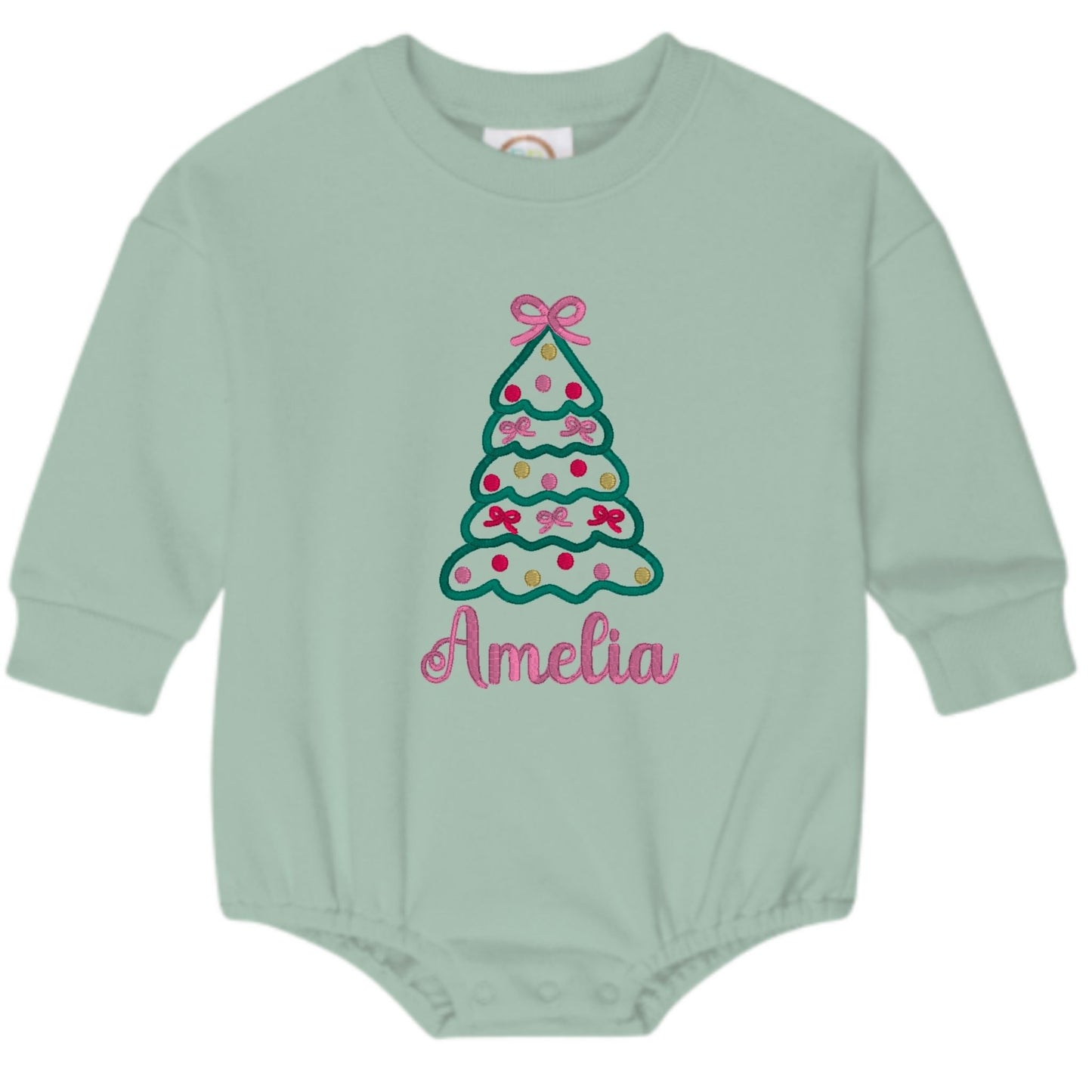 Christmas Tree with Bows Sweatshirt Bubble Romper