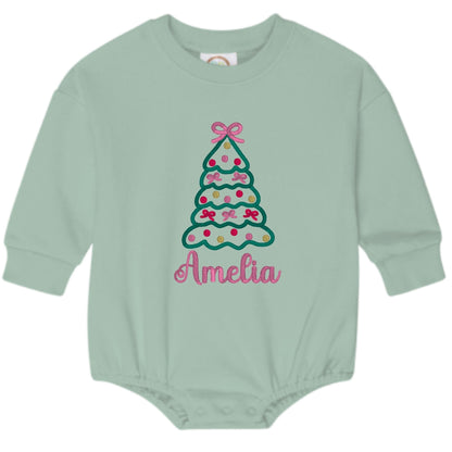 Christmas Tree with Bows Sweatshirt Bubble Romper