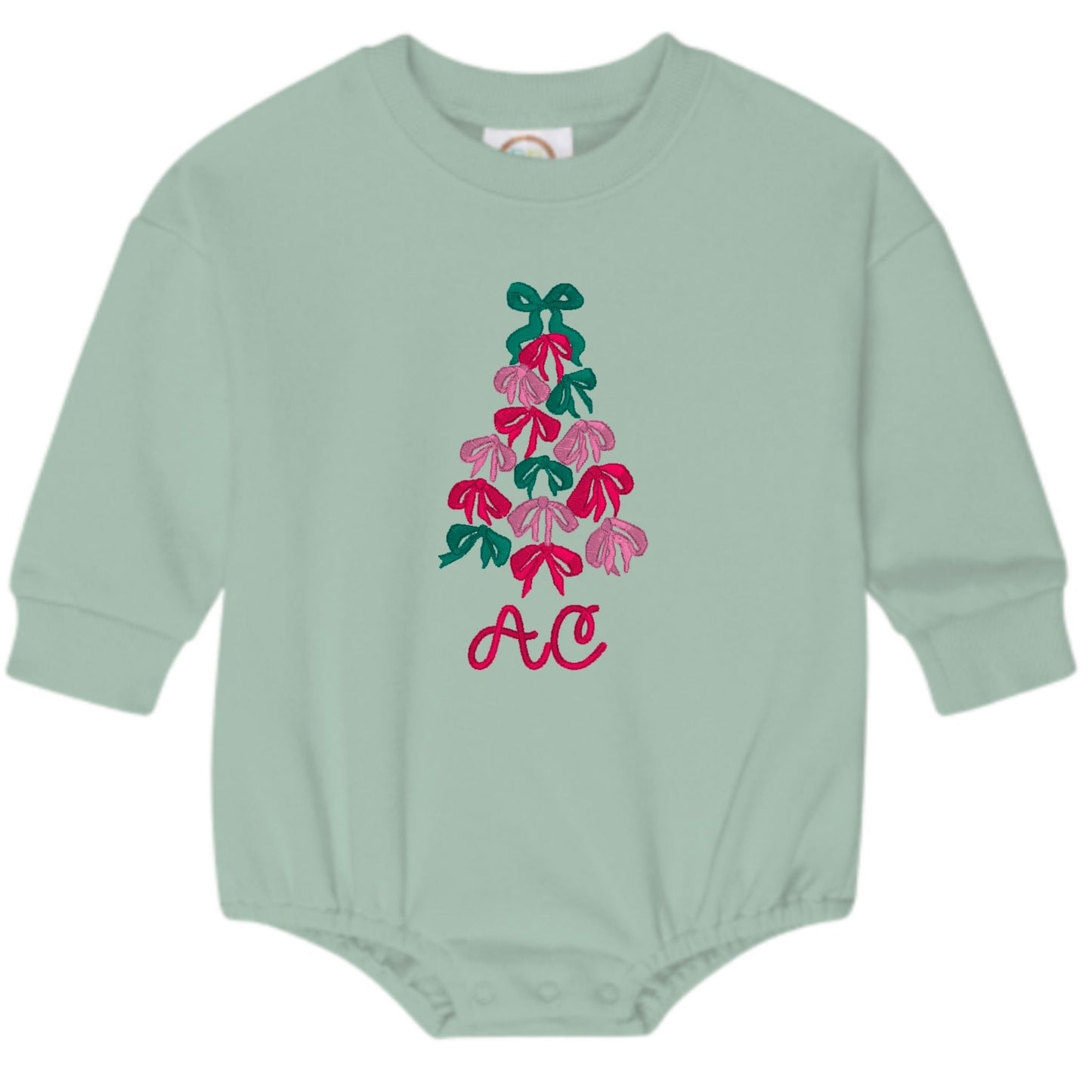 Bow Christmas Tree Sweatshirt Bubble Romper