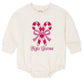 Candy Cane Bow Sweatshirt Bubble Romper