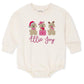 Christmas Puppy Trio Sweatshirt Bubble Romper - Pink