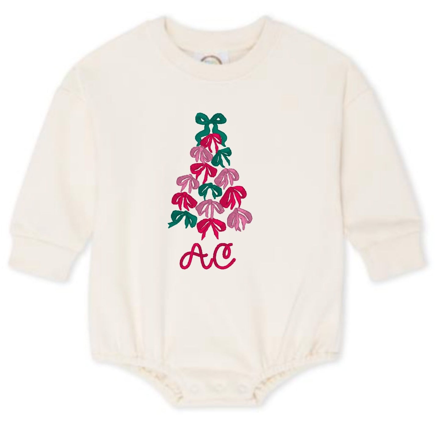 Bow Christmas Tree Sweatshirt Bubble Romper