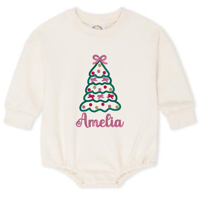 Christmas Tree with Bows Sweatshirt Bubble Romper