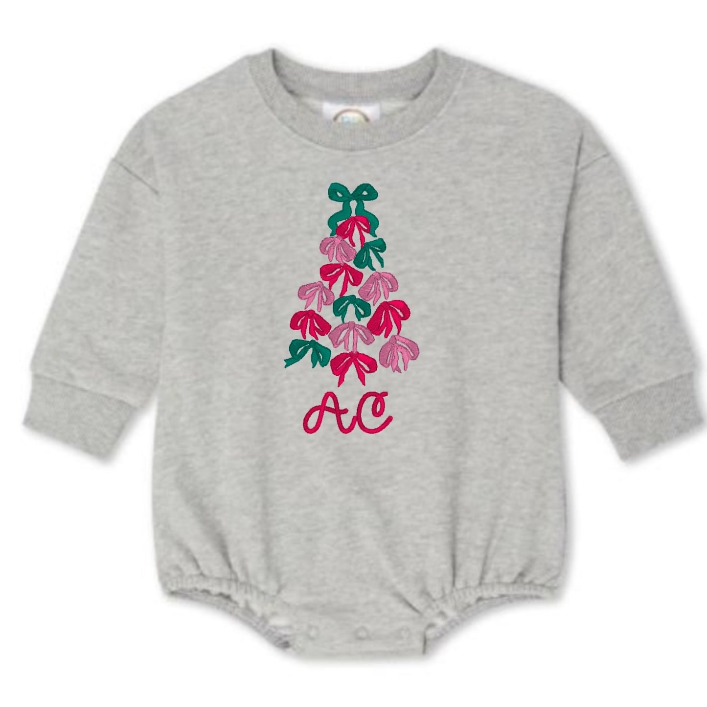Bow Christmas Tree Sweatshirt Bubble Romper