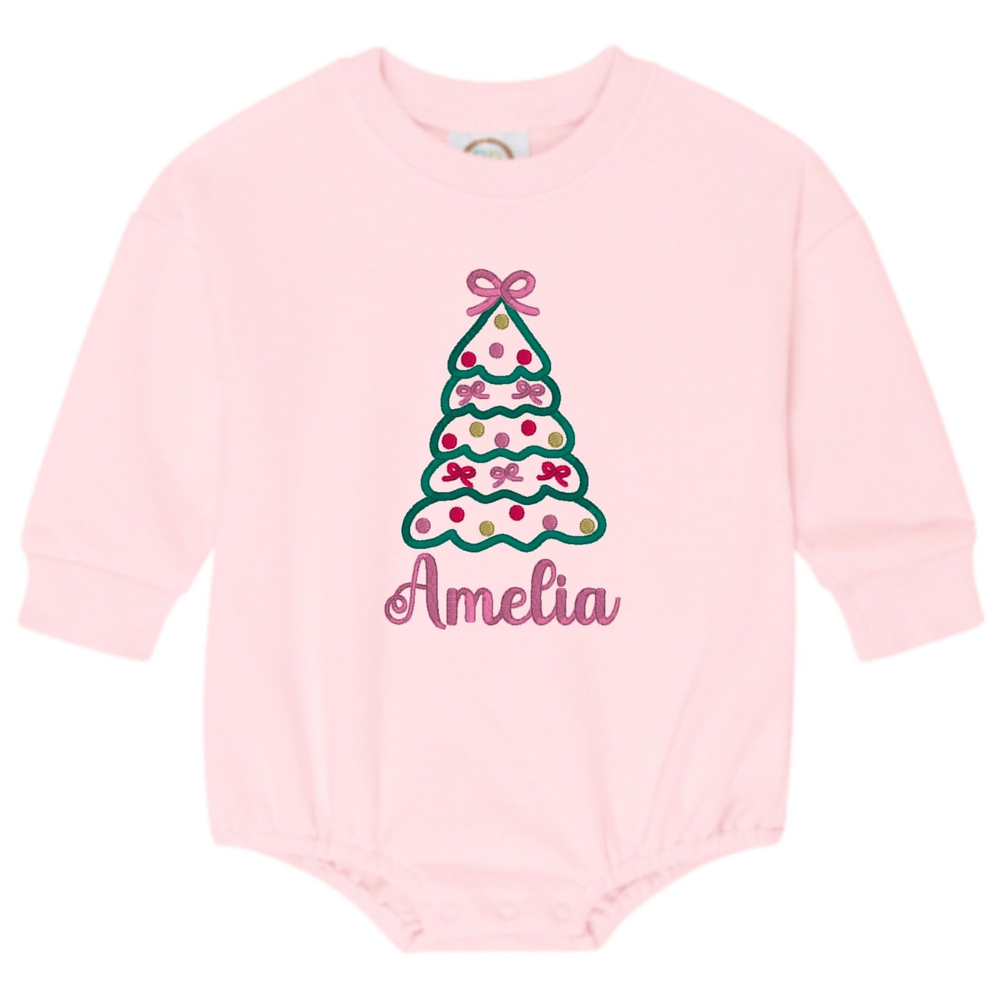 Christmas Tree with Bows Sweatshirt Bubble Romper