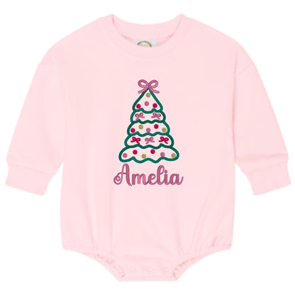 Christmas Tree with Bows Sweatshirt Bubble Romper