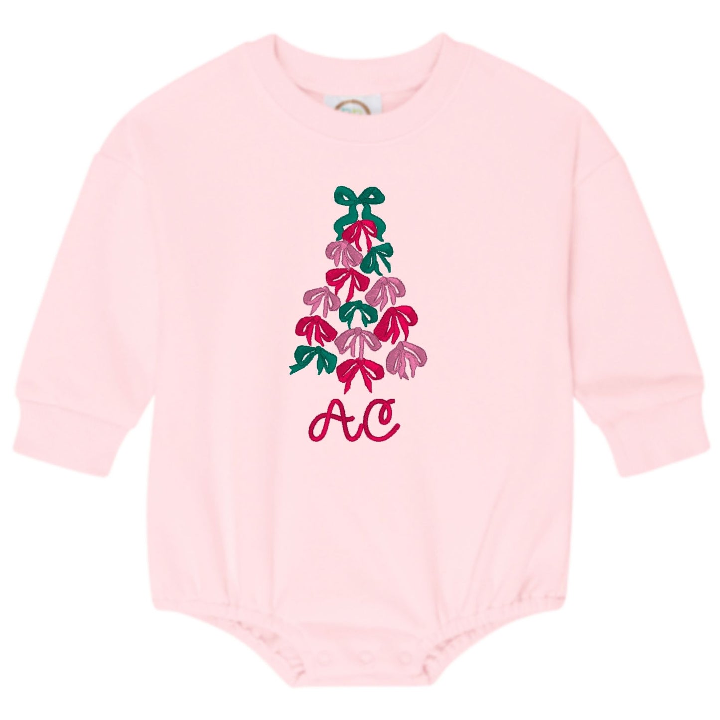 Bow Christmas Tree Sweatshirt Bubble Romper
