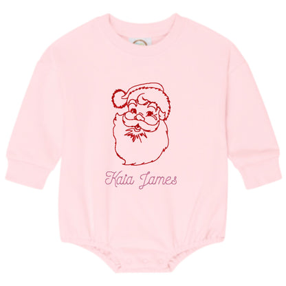 Vintage Santa Sweatshirt Bubble Romper