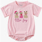 Christmas Puppy Trio Short-Sleeve Bubble Romper - Pink