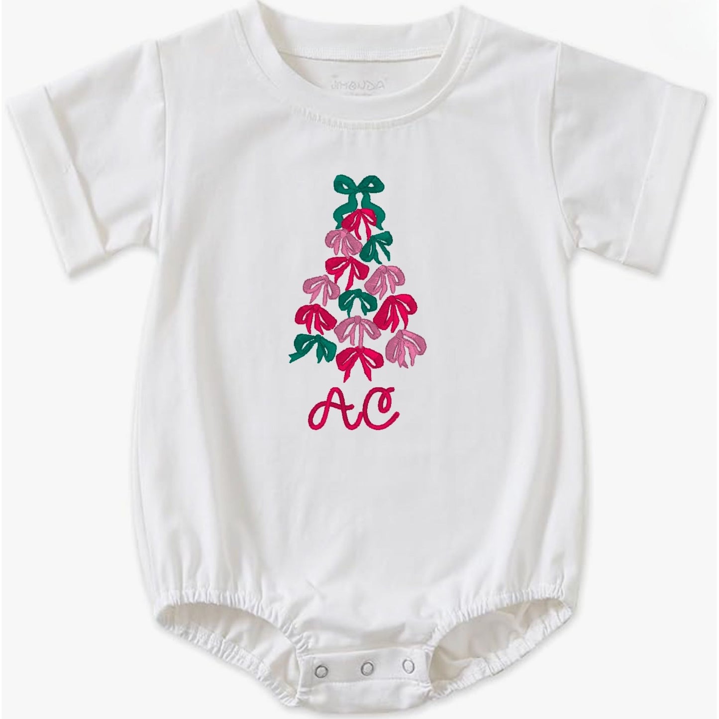 Bow Christmas Tree Short-Sleeve Bubble Romper
