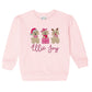 Christmas Puppy Trio Puff-Sleeve Sweatshirt
